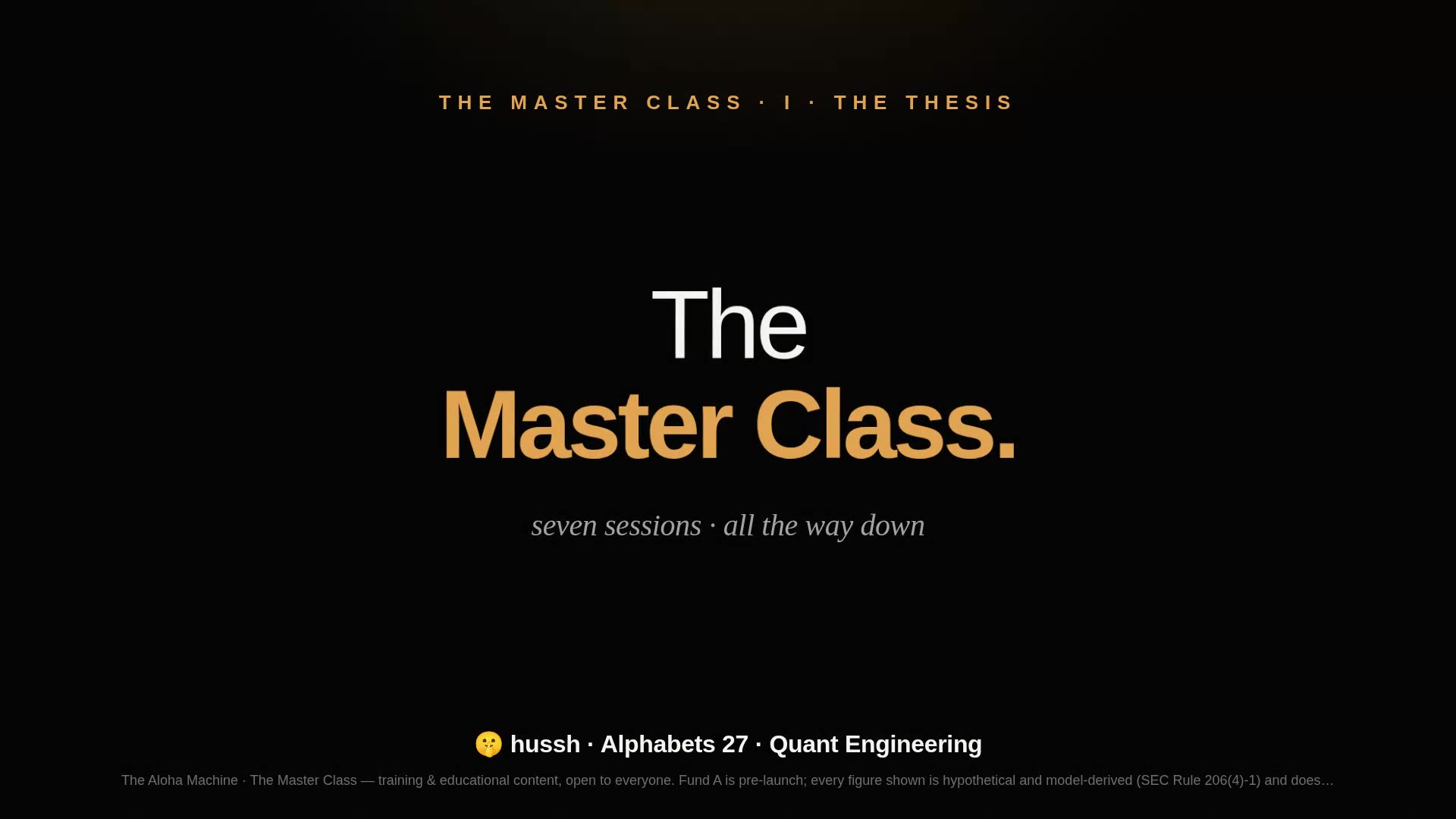 The Master Class · Part I — The Thesis & The Two North Stars