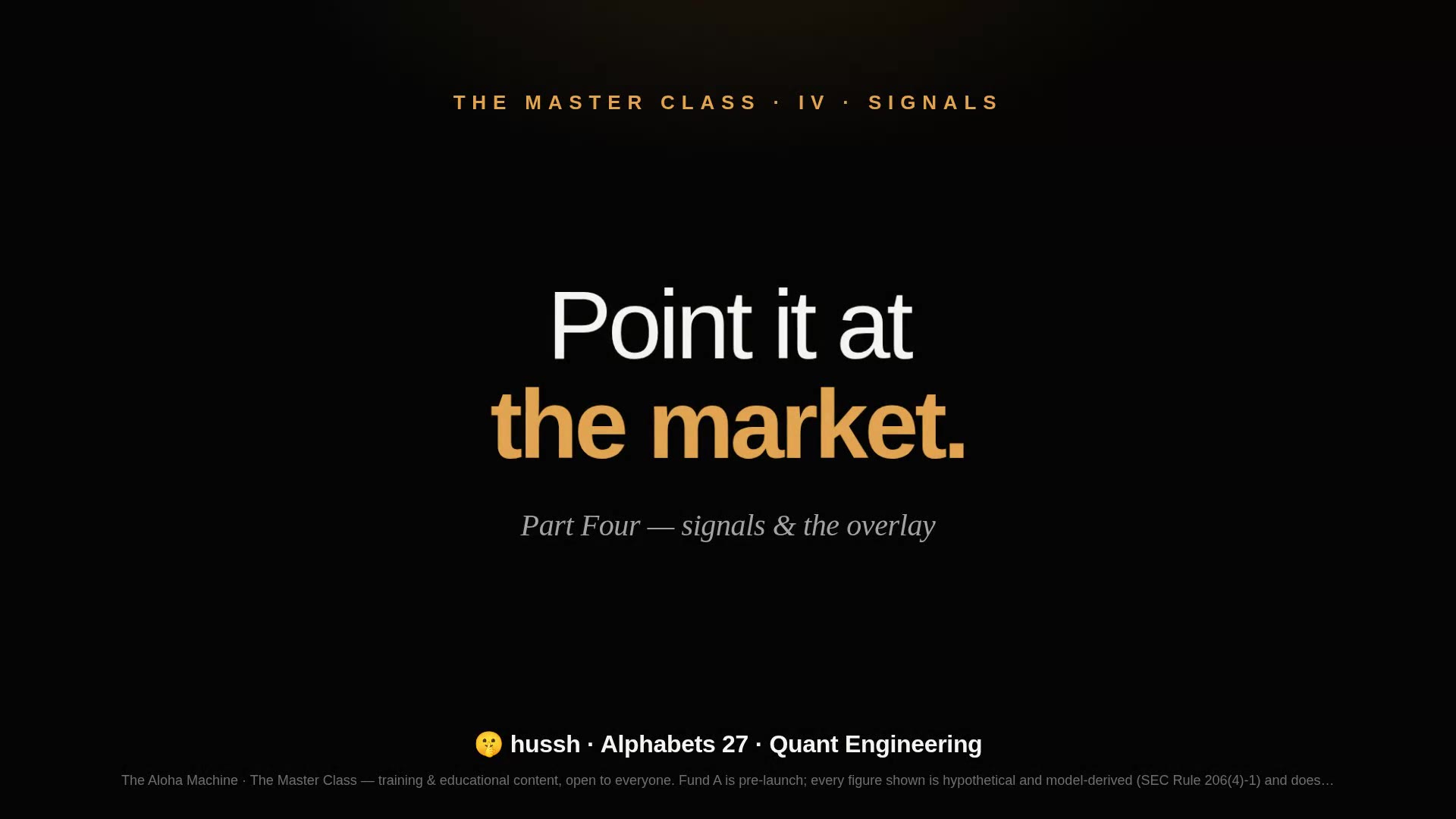 The Master Class · Part IV — Signals & The Overlay