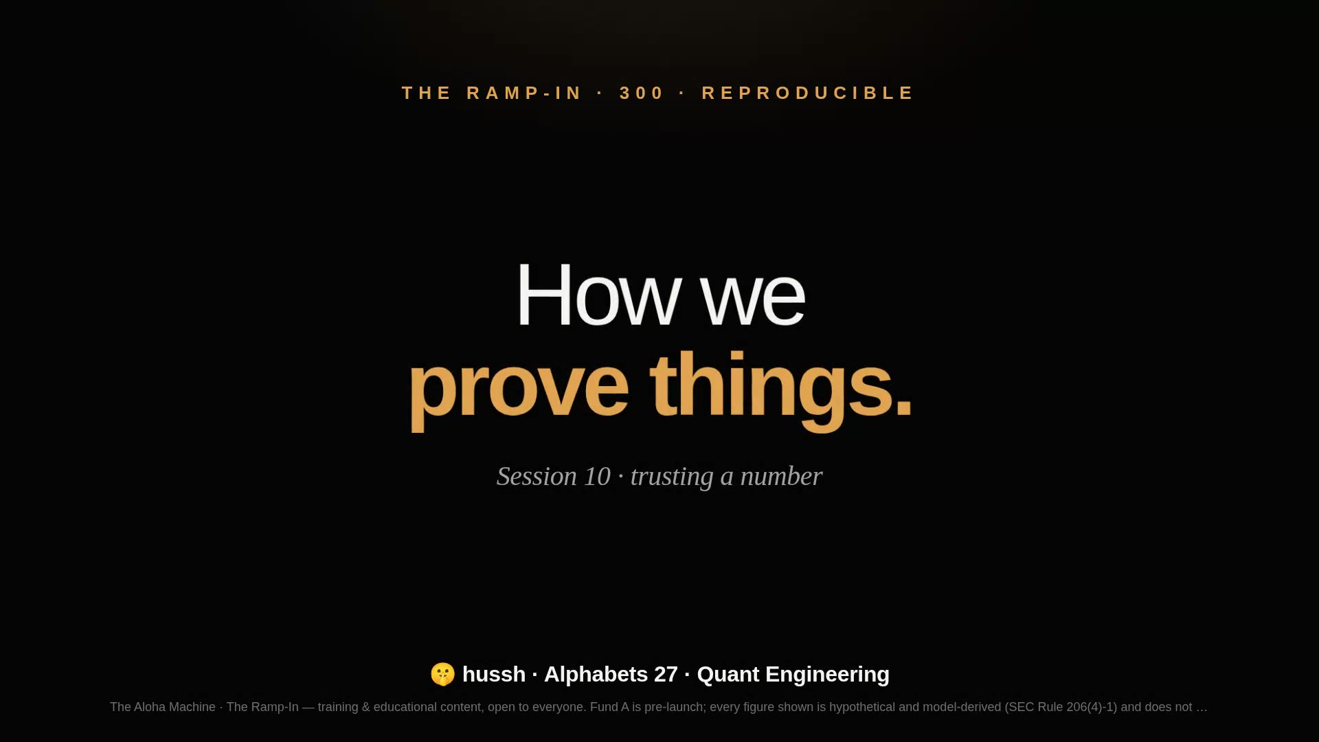 The Ramp-In · Session 10 — How We Prove Things